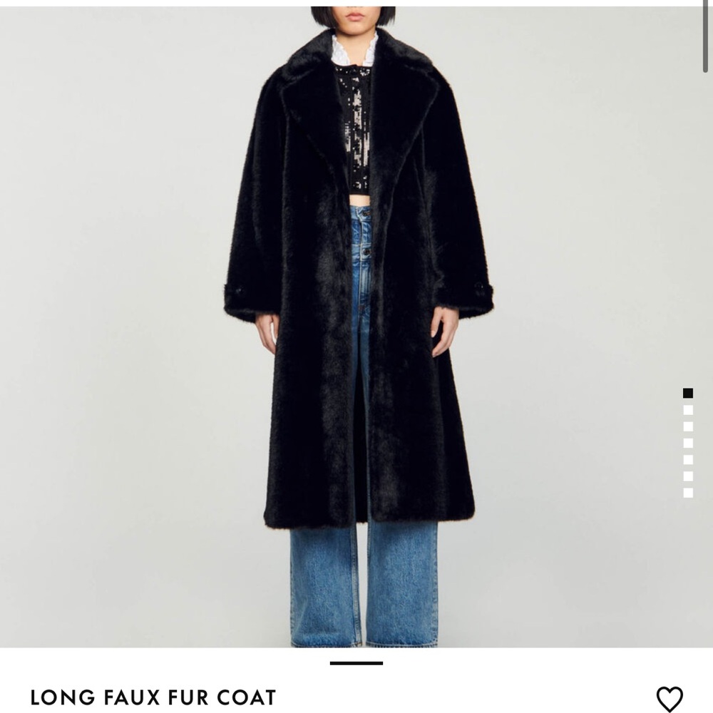 Elegant Sandro Black Faux Fur Coat